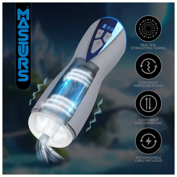 Masturs Eloa - miesten masturbaattori - imutoiminto, vibraatio - harmaa