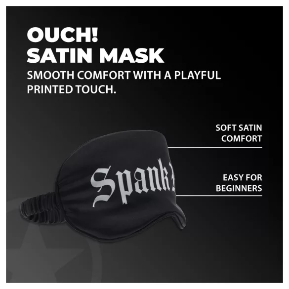 Ouch! - “Spank Me” -tekstillä varustettu satiininen silmänaamio (musta)