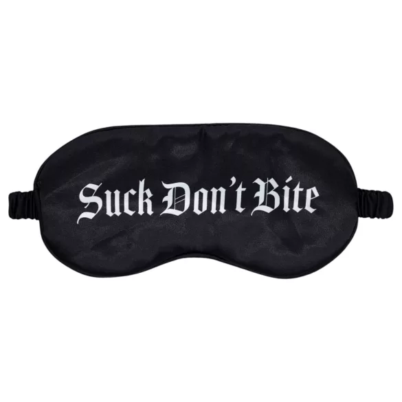 Ouch! - satiininen silmänaamio tekstillä "Suck Don't Bite" (musta)