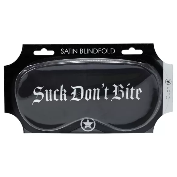 Ouch! - satiininen silmänaamio tekstillä "Suck Don't Bite" (musta)