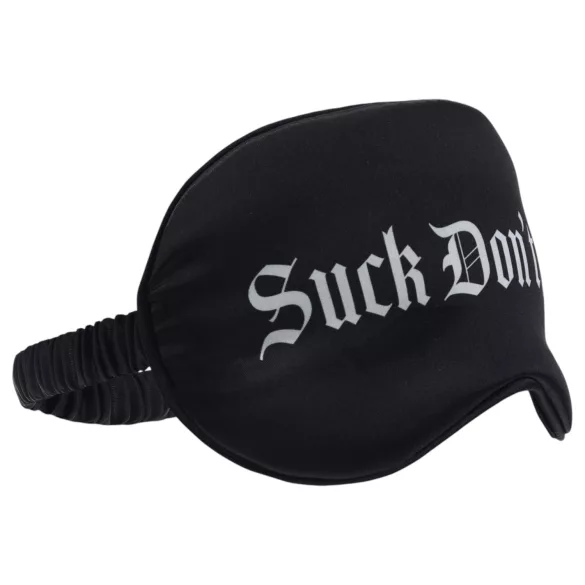 Ouch! - satiininen silmänaamio tekstillä "Suck Don't Bite" (musta)