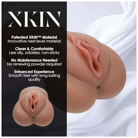 XKIN - aidon tuntuinen tekovagina - L (tumma nude)
