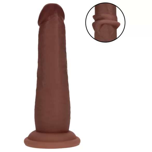 RealRock - kaksinkertaisen tiheä realistinen dildo (ruskea) - 15,5 cm