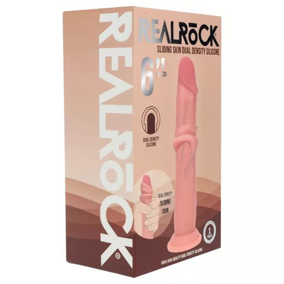 RealRock - kaksinkertaisen tiheyden realistinen dildo (ihonvärinen) - 15,5 cm