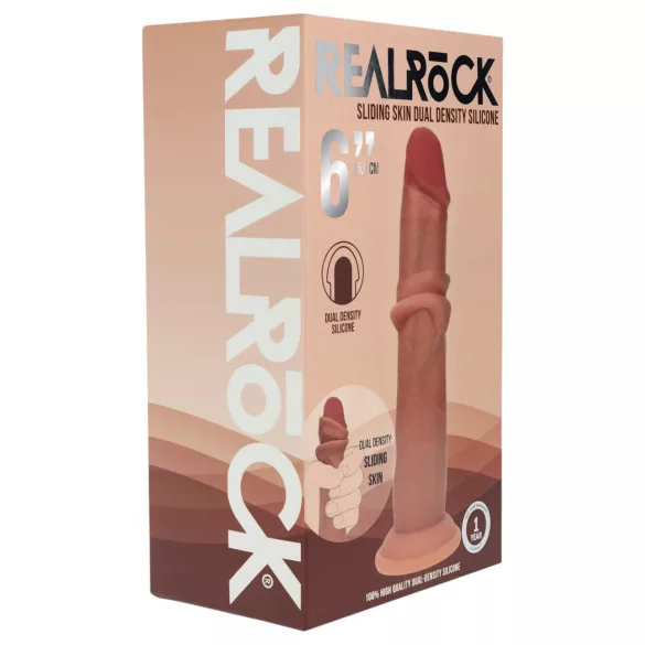 RealRock - kaksitiheyksinen realistinen dildo (rusketettu) - 15,5 cm