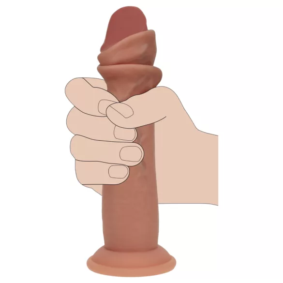 RealRock - kaksitiheyksinen realistinen dildo (rusketettu) - 15,5 cm