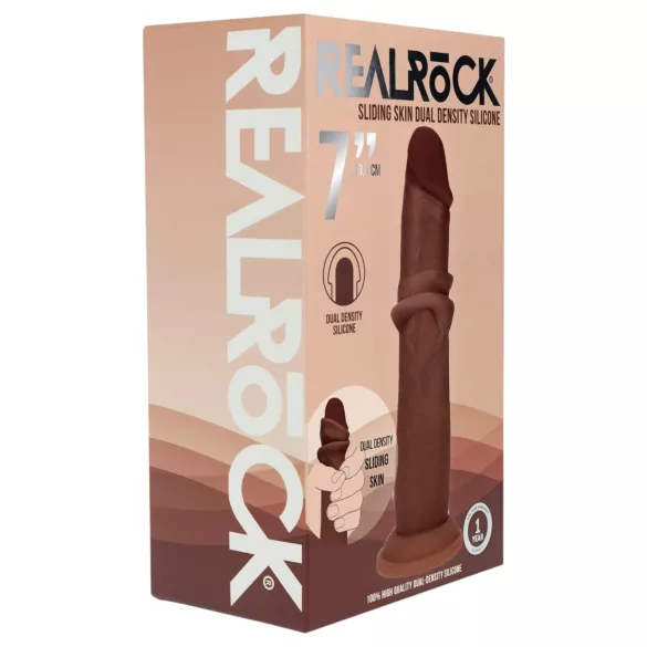 RealRock - kaksitiheyksinen realistinen dildo (ruskea) - 18,5 cm