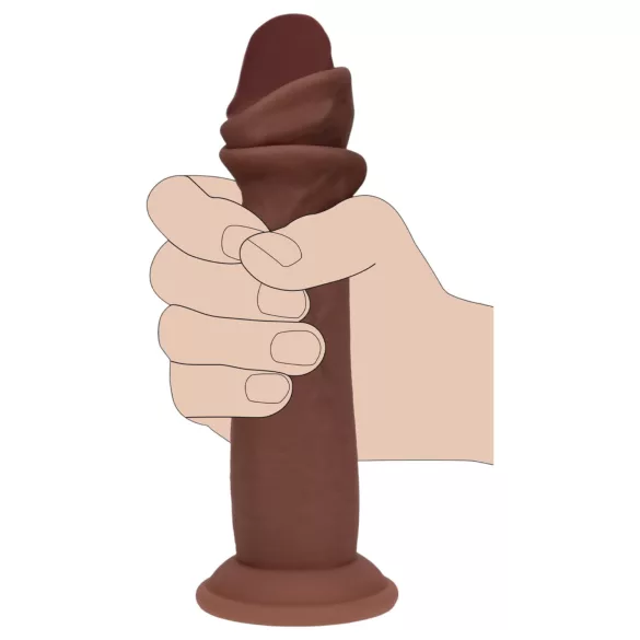 RealRock - kaksitiheyksinen realistinen dildo (ruskea) - 18,5 cm