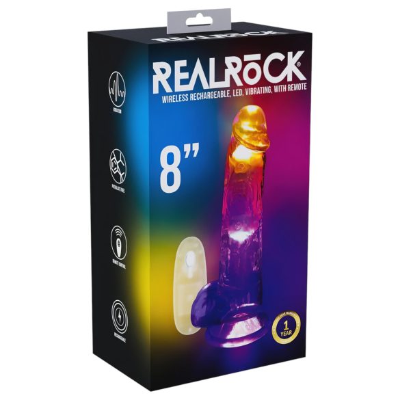REALROCK - valaistuva dildo kiveksillä - 20 cm