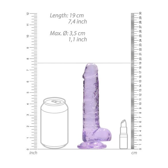 RealRock - realistinen dildo - läpinäkyvä lila 17cm