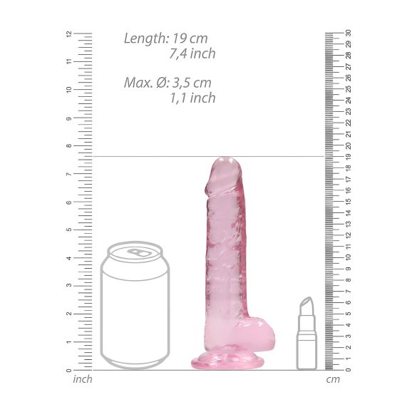 RealRock - läpinäkyvä realistinen dildo - pinkki 17cm