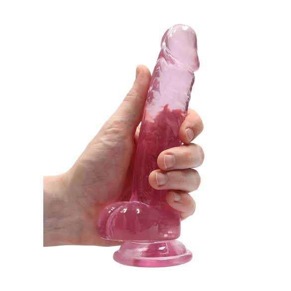 RealRock - läpinäkyvä realistinen dildo - pinkki 17cm
