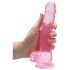 REALROCK - läpinäkyvä elävä dildo - pinkki (19 cm)