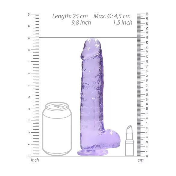 RealRock - läpinäkyvä realistinen dildo - lila 22cm