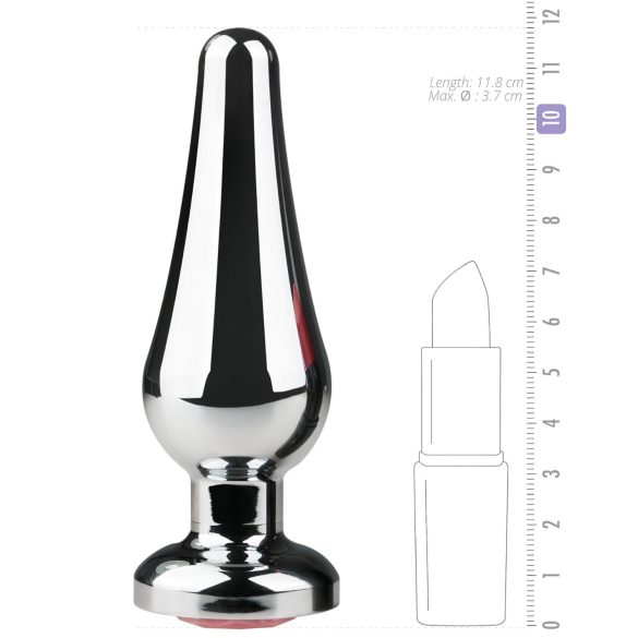 Easytoys Metal No.11 - anaalitappi pinkki kivi - hopea 3,5cm