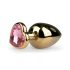 Easytoys Metallinen Anaalitappi Sydänjalustalla - Kulta-Pinkki (3,5 cm)