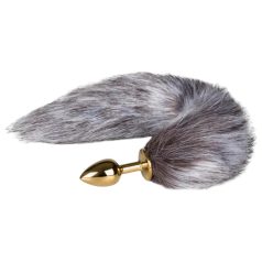   Easytoys Fox NO5 - metallinen anustappi - ketunhäntä - kulta-hopea