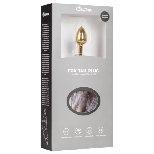 EasyToys Fox No5 - metallinen anustappi kettuhännällä (kulta-hopea)