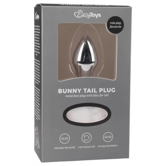 Easytoys Bunny NO1 - metallinen anustappi pupuhännällä - hopea-valkoinen