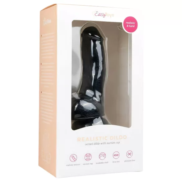 Easytoys - realistinen dildo kiveksillä ja imukupilla 15 cm - musta