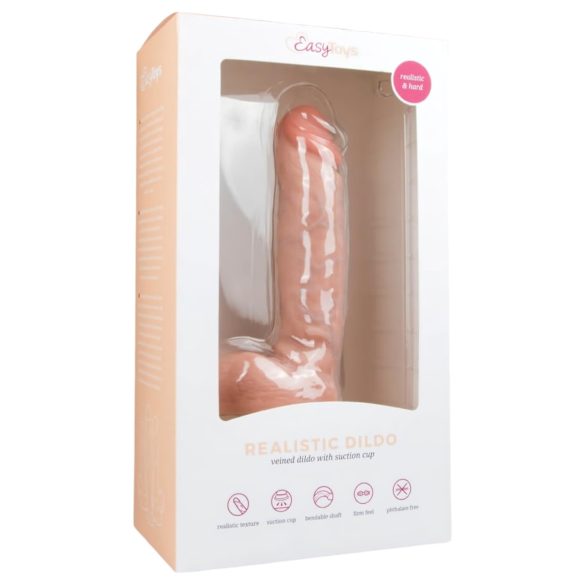 Easytoys - imukuppipohjainen dildo kiveksillä (22,5 cm) - luonnollinen