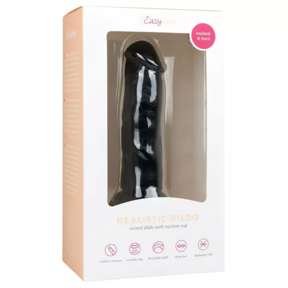 EasyToys - realistinen dildon imukupilla (15,5 cm, musta)