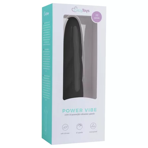 Easytoys Power Vibe - vibraattori - kiertokuvioitu silikoni - musta