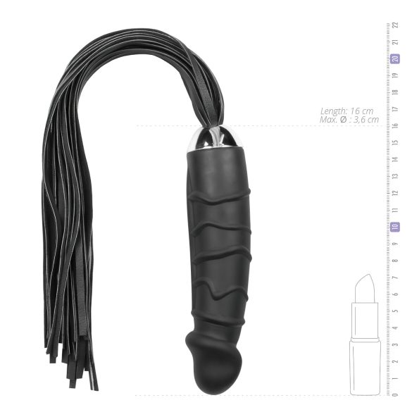 Easytoys Flogger - ruoska ja silikonidildo yhdessä (musta)
