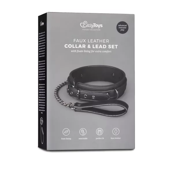 Easytoys - fetissikaulus ja talutushihna - musta