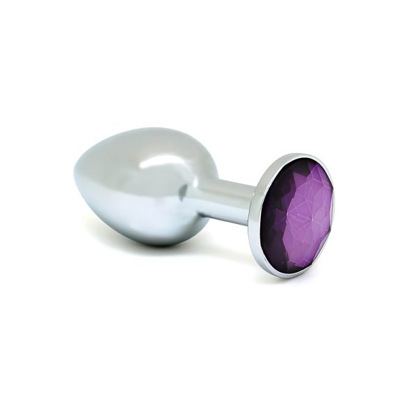 Rimba XS - violetti jalokivellä koristeltu metallinen anaalitappi (hopea)
