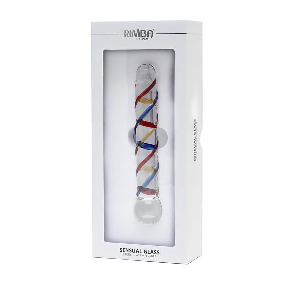 Rimba Rachella - kaksipäinen lasidildo - kirkas/monivärinen