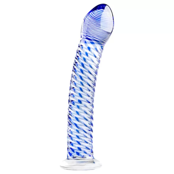 Gildo Glass No. 5 - lasidildo - spiraalikuvio - kirkas/sininen