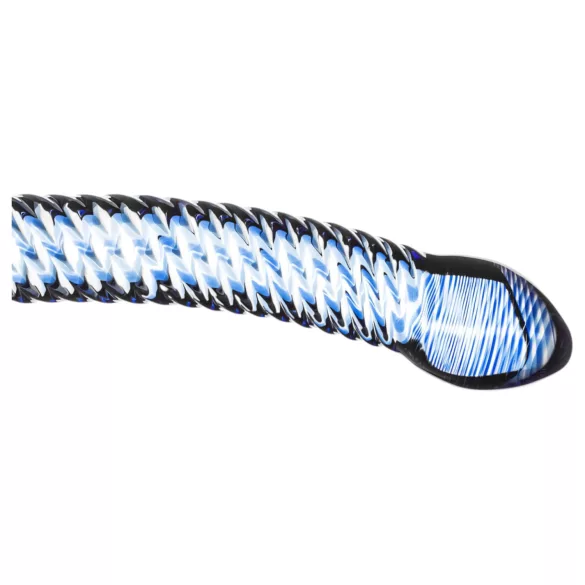 Gildo Glass No. 5 - lasidildo - spiraalikuvio - kirkas/sininen