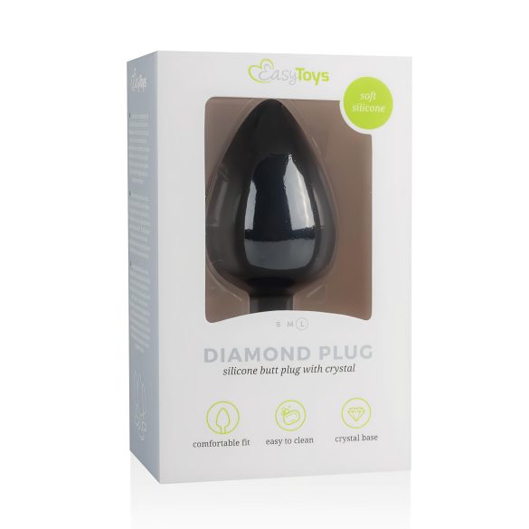 Easytoys Diamond - musta anustappi suurella valkoisella kivellä