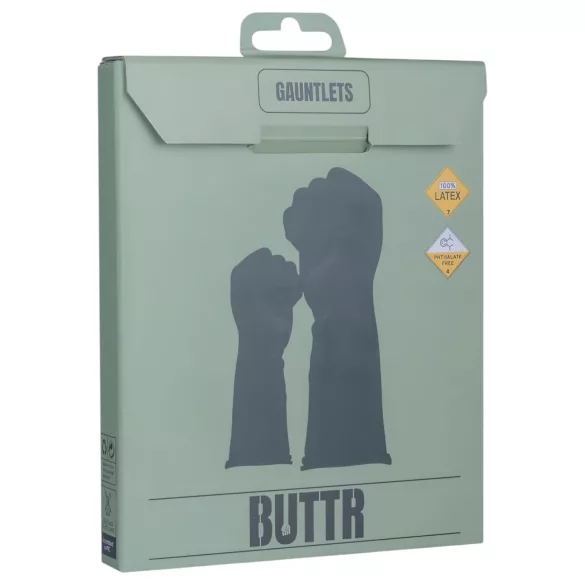 BUTTR Gauntlets - lateksiset fistauskäsineet, nyrkkiseksihanskat (musta)