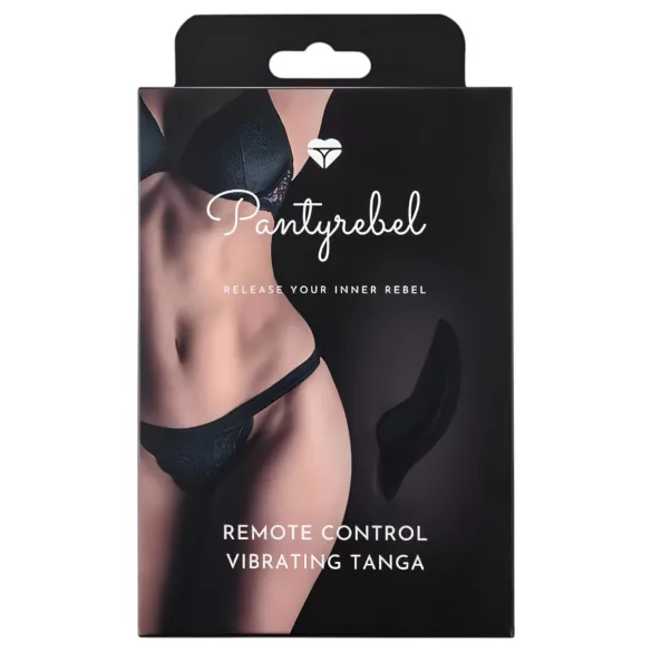 Pantyrebel - akkukäyttöinen, kauko-ohjattava värisevä musta stringi (S-L)