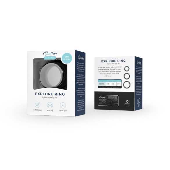 Easytoys Explore Ring - penisrenkaiden setti - 3 kpl - musta