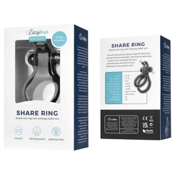Easytoys - vibro penisrengas ja kivesten rengas - musta