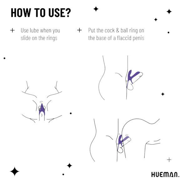 Hueman Infinity Ignite - vibro penis- ja kivestenrengas - violetti