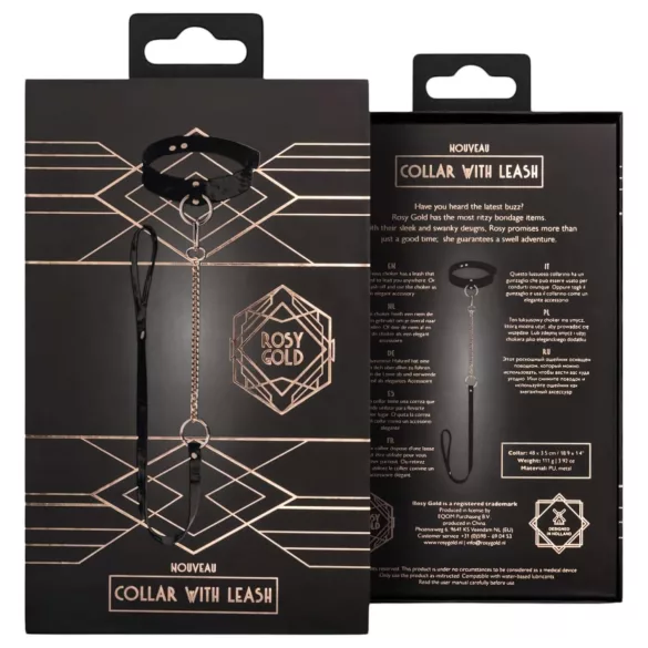Rosy Gold - kaulapanta ja talutushihna - musta/ruusukulta