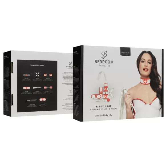Bedroom Fantasies - seksikäs sairaanhoitaja-asu 8 osaa - punainen-valkoinen