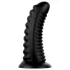 BUTTR Double Ribbed - jättiröyhelöinen anustappi (musta) - 26 cm