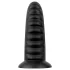 BUTTR Double Ribbed - jättiröyhelöinen anustappi (musta) - 26 cm