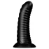 BUTTR Double Ribbed - jättiröyhelöinen anustappi (musta) - 26 cm