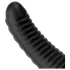 BUTTR Double Ribbed - jättiröyhelöinen anustappi (musta) - 26 cm