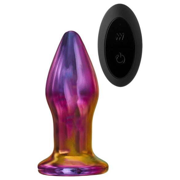 Glamour Glass - kartiomainen, värillinen, lasinen anaalivibraattori radiosäätimellä