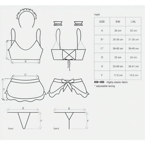 Obsessive Maid - seksikäs sisäkköasu setti - 5 osaa