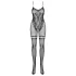 Obsessive F213 - kukkakuvioinen, verkkomainen, musta catsuit (S-L)