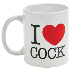 I Love Cock - muki, eroottinen lahja (valkoinen)