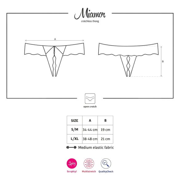 Obsessive Miamor - naisten avonainen pitsitanga kivikoriste - musta